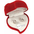 Cubic Zirconia Earrings w/ Heart Case